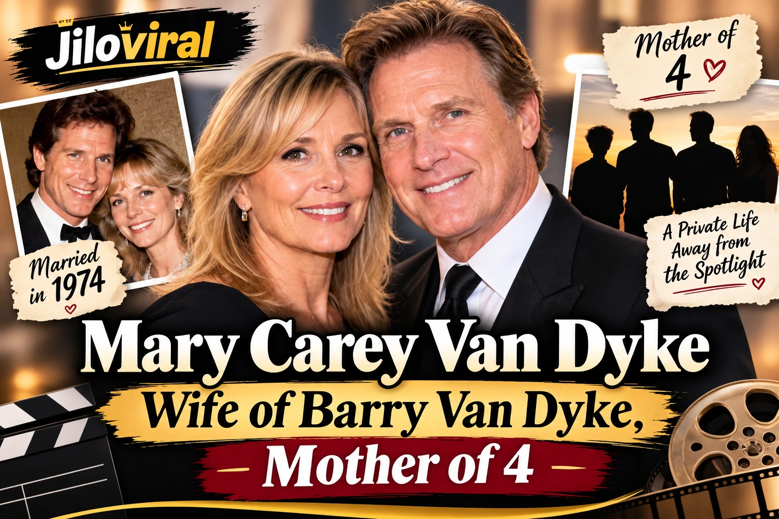 Mary Carey Van Dyke with Barry Van Dyke in a celebrity feature image about their marriage, family, and four children.