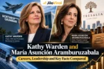 Kathy Warden and María Asunción Aramburuzabala comparison featuring Northrop Grumman, Tresalia Capital, leadership, and business career highlights.