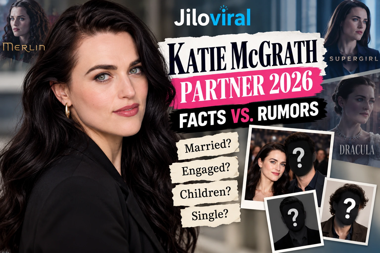 Katie McGrath feature image about 2026 partner rumors, marriage claims, engagement speculation, and relationship facts.